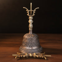 Brass Hand Call Bell Handmade Hand Bell with Clapper Antique Style for Buddhists, Collectors