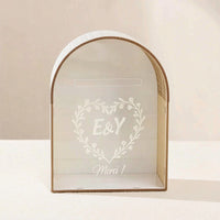 Arched Wedding Card Box Wood-Grain Wedding Card Holder Spacious Stylish for Newlyweds
