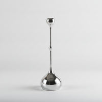 Modern Droplet Candle Holder Silver-Tone Teardrop Candlestick Sculptural Minimalist Candle Holder Sleek for Dining Table, Centerpiece, Entryway, Mantel
