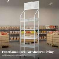 Multi-Purpose Movable Snack Display Shelf Large Capacity 4-Tier Rolling Cart Heavy Duty 4-Tier Rolling Storage Rack Rust-Proof for Shopkeepers, Apartment Dwellers, Supermarket, Office, Living Room, Bathroom