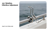 Stainless Steel Boat Rod Holder Clamp on Fishing Rod Holder Boating Accessory 360° Rotation Sturdy Duty