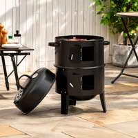 Smoker BBQ Stove Lidded Charcoal Grill Compatible with 5+ People Portable Round Barbecue Grill 54.5×43×86cm