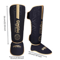 Ankle Protection Shin Guards with Instep Guard Secure Fit Muay Thai Shin Guards Pre-Curved Design for Training, Sparring, Combat Arts Class
