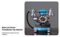 Coiled Cord Vintage Rotary Phone Alarm Clock Freestanding Retro Telephone Desk Clock Tabletop Home Decor Compact for Study, Cafe, Restaurant, Clothing Shop