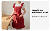 Cute Waitress Apron Breathable H-Back Pocketed Apron Shielded Workwear for Nail Technicians, Waitresses, Cafe, Bakery