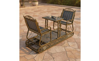Rattan Patio Rocker Easy to Clean Outdoor Rocking Loveseat Double Rocking Bench Table Included Patio Loveseat Set Canopy Shade
