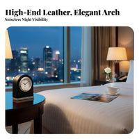 Night Light Function Leather Bedside Clock Quartz Movement Luminous Table Clock Classic Design for Students, Bedroom, Living Room, Bookshelf