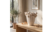 Vase with Floral Relief Artisanal Ceramic Vase Modern Flower Holder for Entryway