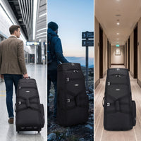 Wheeled Backpack Padded Backpack with Wheels Spacious Rolling Suitcase for Journeyers, Airport