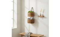 Double Tier Storage Basket Braided Tier Hanging Basket Vertical Wall Mounted Storage Rack for Bedroom