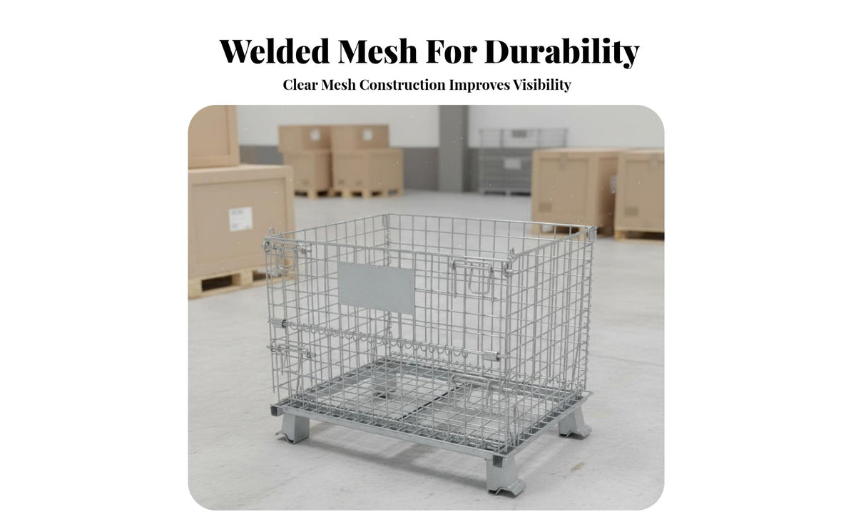 Stackable Butterfly Cage High Load Capacity Heavy Duty Logistics Cage Galvanized Steel Foldable Wire Container for Transportation, Factory