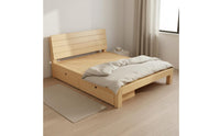 Fir Wood Slatted Bed Economy Model Solid Wood Bed Frame Reinforced Support Bedstead for Rental Apartment, Dorm Room
