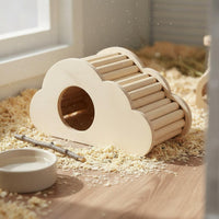 Airy Hamster House Airy Silhouette Shaped Hideaway Cage Landscaping Wooden Hamster House for Dwarf Hamsters, Terrarium
