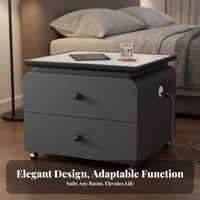 Square Nightstand with Drawer Luxury Aesthetic Bedside Storage Cabinet