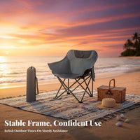 Foldable Moon Chair Thickened textile Portable Seating Easy Storage Outdoor Gear High Load Capacity for Picnickers, Fishermen, Fishing, on-the-Portable-to, Hiking, rearyard