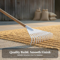 Wooden Handle Rake Versatile Head Rake Strong & Flexible Tines for Farm