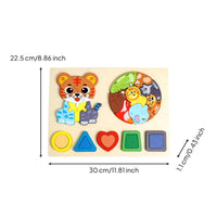 1 Piece Wooden Shape Puzzle Board with Animal Theme Geometric Blocks Matching Puzzle Splinter-free Design Suitable for Cognitive Development Indoor Play