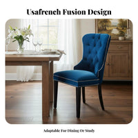 French Country design Tufted Highspine Dining Chair sturdy Wood Legs Seating Furniture 500 Lbs Weight Capacity for Restaurant Owners, Interior Designers, Bedroom, Living Room, Home Office, Kitchen