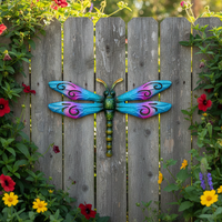 Outdoor Vintage Iron Dragonfly Wall Decor for Garden Patio Balcony Kids Room