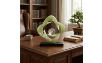 Abstract Openwork Sculpture Base Jade Crystal Ornament Shiny Finish Jade Look Ornament
