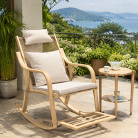 Champagne-colored Aluminum Alloy Rocking Chair, Outdoor Relax Chair, Garden Furniture for Balcony, with Side Table Set