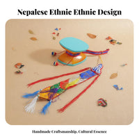 Tibetan Drum Handmade Ethnic Craft Traditional Craftsmanship Desktop Decorative Piece for Collectors, Gift Givers, Desktop Display, Holiday Decorating
