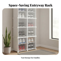 Space Saving Transparent Shoe Cabinet Large Capacity Stackable Shoe Box Dustproof Sneaker Display Case Heavy Duty for Adults, Entryway, Closet, Bedroom, Living Room