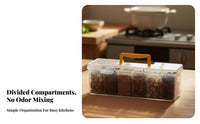 Japanese & design 6-Compartment seasoning Box particleresistant Multi-Compartment Condiment container Compartmentalized Design Seasoning Container particleresistant Lids for Home Cooks, Chefs, Foodies, Countertop, Dining Table, Cabinet, Restaurant