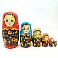 Hand-Painted Nesting Doll with Six Layers Wooden Russian Nesting Doll Stackable Compact for Collectors, Kids, Gift Box