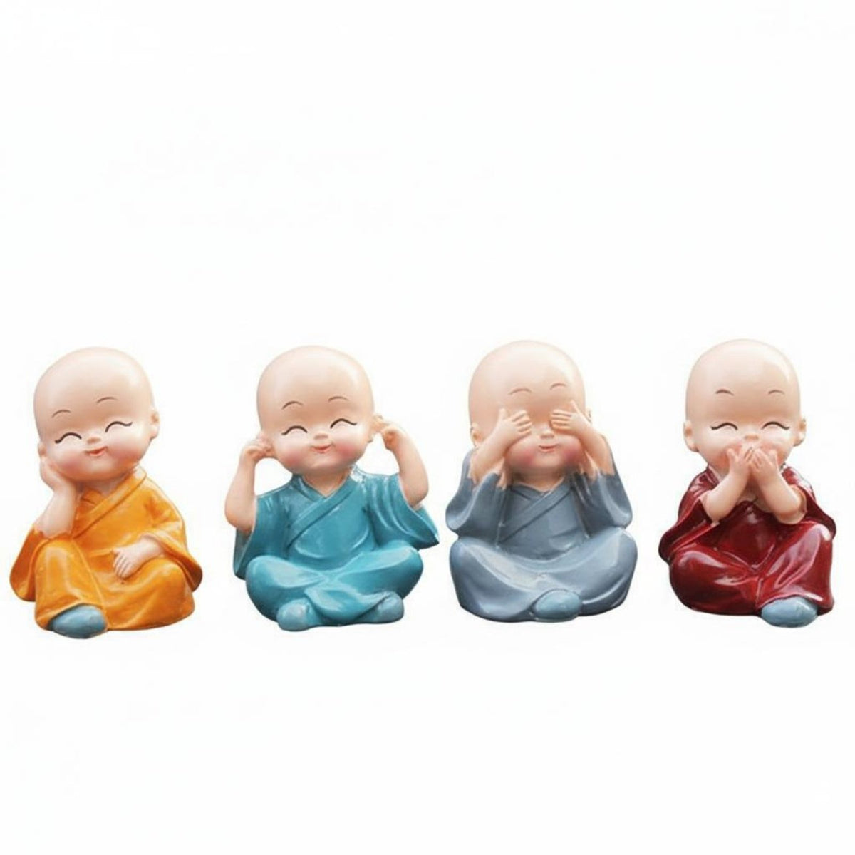 Car Dashboard Monk Decoration Small Size Car Dashboard Decoration Cute Monk Statue Non-Fading Meditative Design Resin Figurine