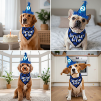 Pet Dog Birthday Party Decoration Set with Bandana, Hat, and Bow Tie