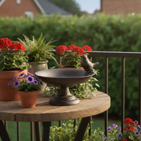 Cast Metal Avian Feeder Freestanding Pedestal Bird Feeder Heavy Duty for Gardeners, Patio, Yard, Balcony
