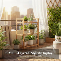 Floor-Standing Multi-Tier plant Pot Ladder complimentarystanding 3tier Ladder Shelf Easy Assembly Plant Stand Space-Saving for Gardeners, Apartment Dwellers, household owners