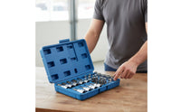 34 Pieces E-Style Socket Set Easy to Organize Standard Socket Bit Set Organized Storage Case Hand Tool for Mechanics, DIY Users, Garage, Workshop