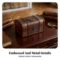 Decorative Wooden Chest Vintage Wooden Storage Box Metal Latch Compact Decorative Storage Chest