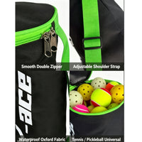 Waterproof Tennis Ball Bag High Capacity Ball Storage Bag with Shoulder Strap Zippered Equipment Portable for Players, Coaches
