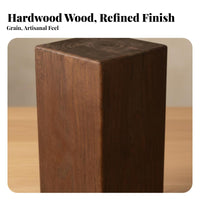 Rustic Design Solid Wood Block Table Vintage Look Pedestal Stand Unique Grain Pattern Accent Stool Handmade for Interior Designers, Apartment Dwellers, Small Areas, Living Room, Entryway, Bedroom