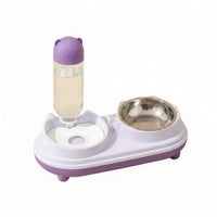 Long-Lasting Elevated Tilted Pet Bowl Set Easy to Clean Automatic Cat Feeder and Water Dispenser Large Capacity Weight-Operated Pet Feeding Station Detachable Design for Cats