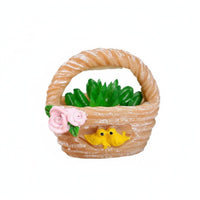 Creative Design Resin Succulent Basket Figurine Long-Lasting Miniature Flower Basket Vibrant Colors for Hobbyists