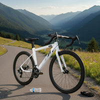 24 Speed Lightweight Road Bike Anti-Slip Tires Racing Cycle Internal Cable Routing Drop Bar Cycle Aerodynamic Frame for Commuting