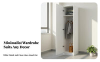 Space-Saving Single Door Wardrobe Modern Minimalist Design Narrow Storage Cabinet Large Capacity Unrestricted Standing Closet Cabinet Moisture-Proof for Apartment Dwellers, Homeowners, Small Areas, Balcony, Living Room, Home Office