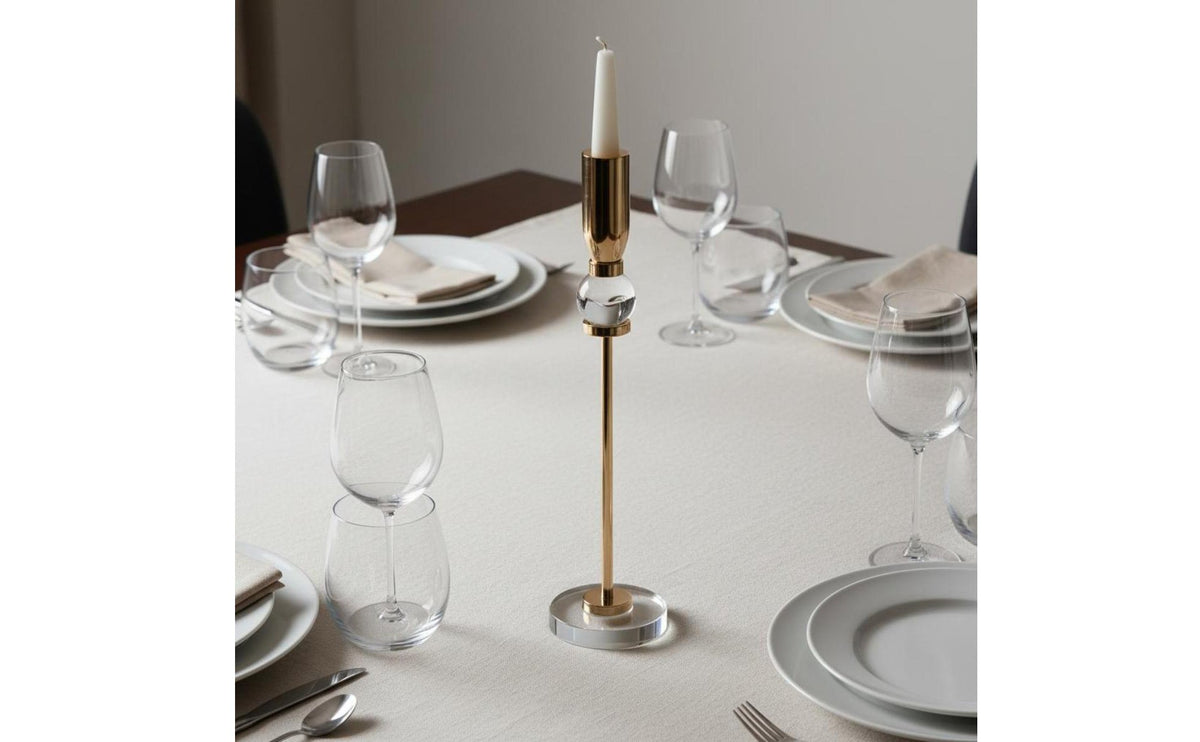 Crystal Ball Candlestick Romantic Atmosphere Tall Single Stem Candle Stand