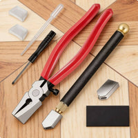 Carbide Cutting Head Glass Cutter and Pliers Set Flexible-Loaded Loaded Handles Glass Cutter and Plier Set High Carbon Steel Crafting Supplies Multi-Purpose for Crafters, Beginners