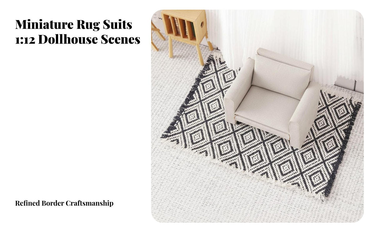 1:12 Scale Dollhouse Carpet DIY Accessory Dollhouse Carpet Detailed Texture Miniature Woven Rug for Hobbyists, Dioramas, Model Rooms, Craft Projects
