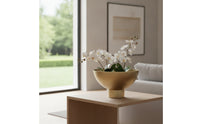 Gold Metal Planter with Pedestal Tabletop Bowl Planter Decorative Table Centerpiece Wide-Mouth for Indoor