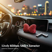 Rhinest Single Bow Car Decoration DIY Friendly Glitter Ear Ornament Crystal Bow Dashboard Charm for Women, Girls, Center Console
