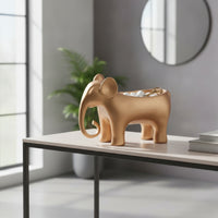 Elephant Storage Container Shiny Elephant Figurine with Storage Sculptural Catchall Tray for Desk