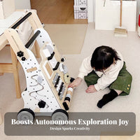 Wooden Walking Aid Shape Cutouts Wooden Infant Push Cart Infant Activity Center Push Cart Sliding Elements for Young Children
