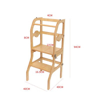 Folding Learning Stand Multifunction Convertible Step Stool Space Saving Wooden Little Helper Stool for Young Children, Kids, Washroom, Home