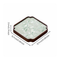 Walnut Wood Tea Serving Board Easy to Clean Teapot Coaster with Textile Insert Deep Shade Tableware for Office